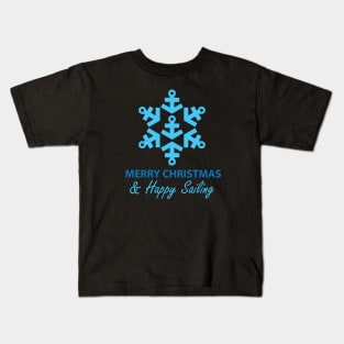 Merry Christmas & Happy Sailing (Anchor Snowflake) Kids T-Shirt